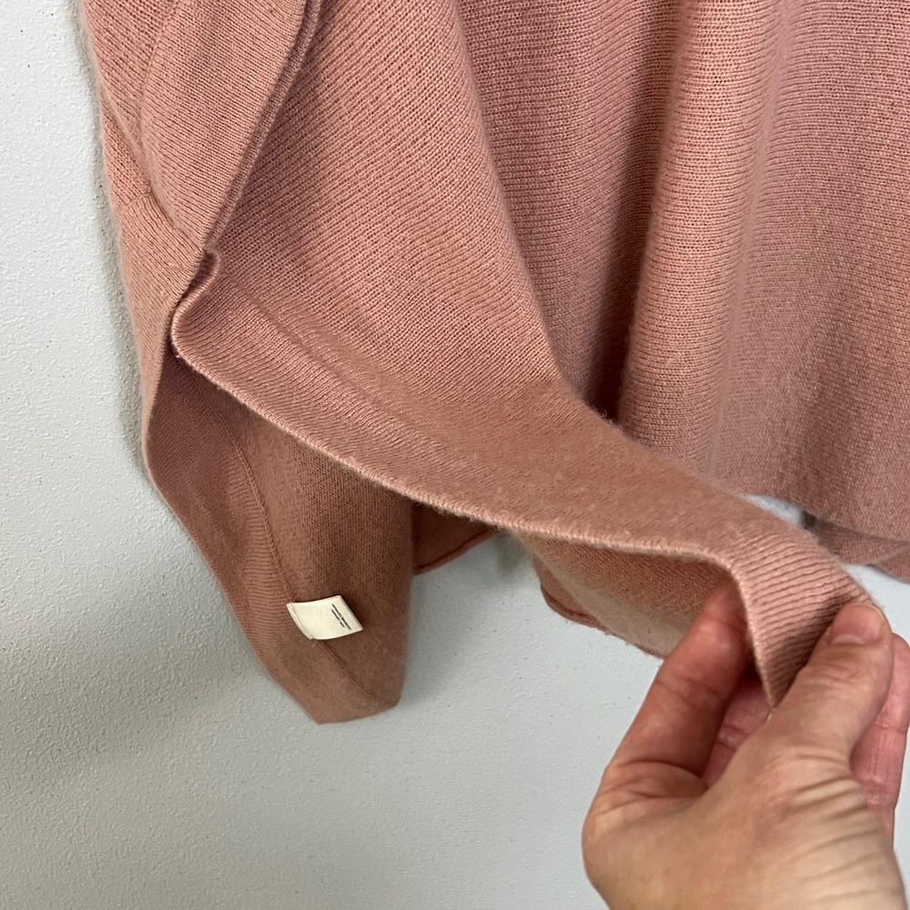 Ann Taylor 100% Cashmere Poncho Sweater Rose Pink‎ M/L Oversized Knit Lagenlook - Picture 7 of 15